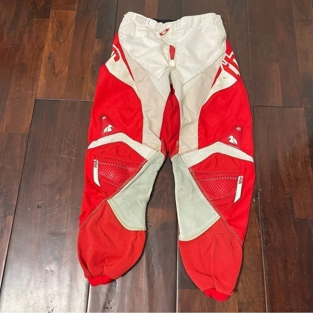 Thor Core Motorcycle Pants Youth Kids Size 26 Vintage Red And White